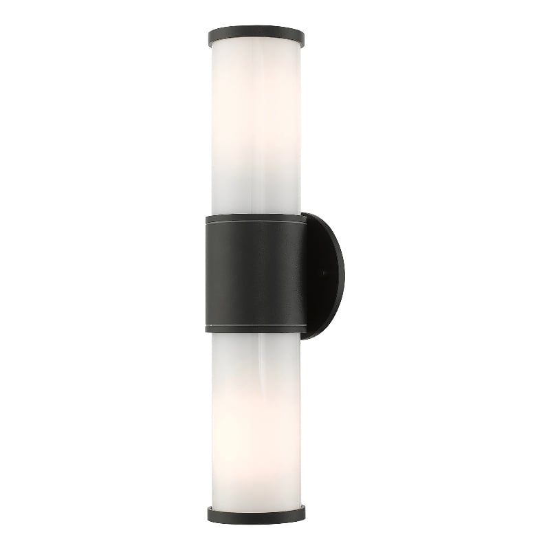 Beaumont Lane Contemporary 2-Light Metal Outdoor Wall Lantern in Textured Black