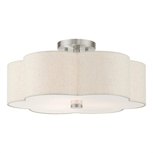 Beaumont Lane 18&quot 3-Light Metal & Fabric Semi Flush in Brushed Nickel
