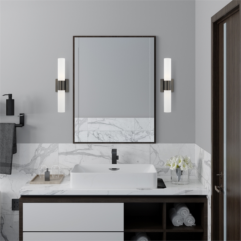 Beaumont Lane 2-Light Twist Lock Metal Vanity Lighting in Black Chrome