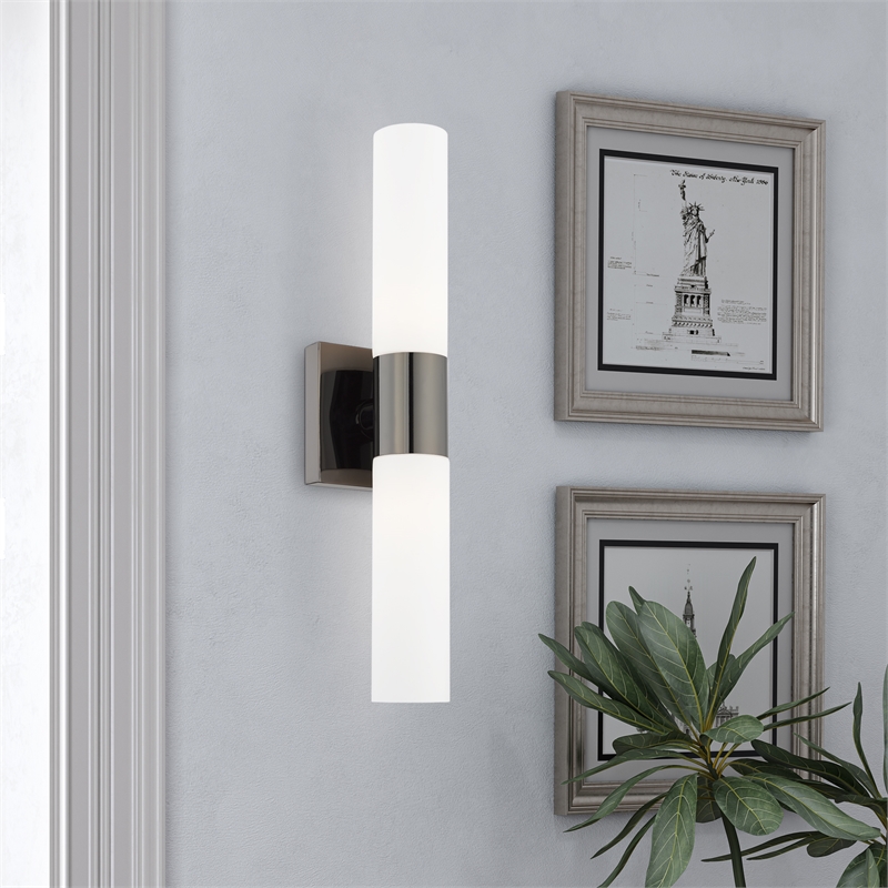 Beaumont Lane 2-Light Twist Lock Metal Vanity Lighting in Black Chrome