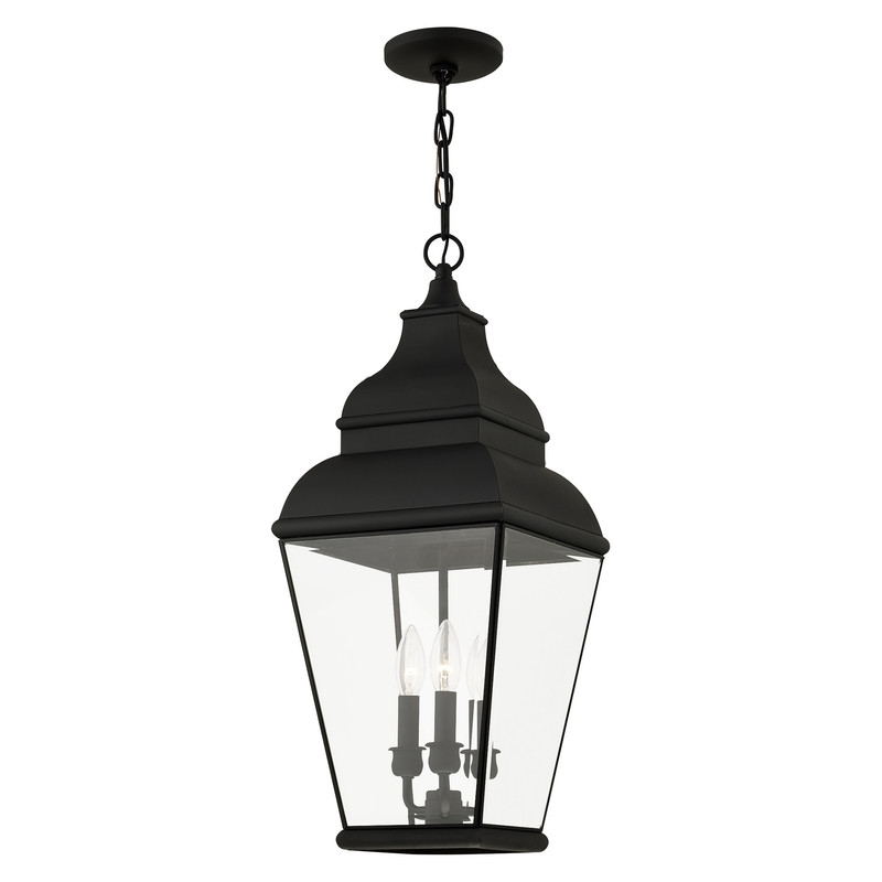 Beaumont Lane Contemporary Brass Outdoor Chain Lantern in Black