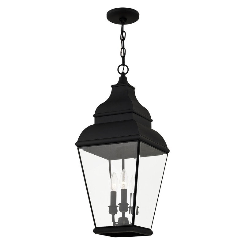 Beaumont Lane Contemporary Brass Outdoor Chain Lantern in Black