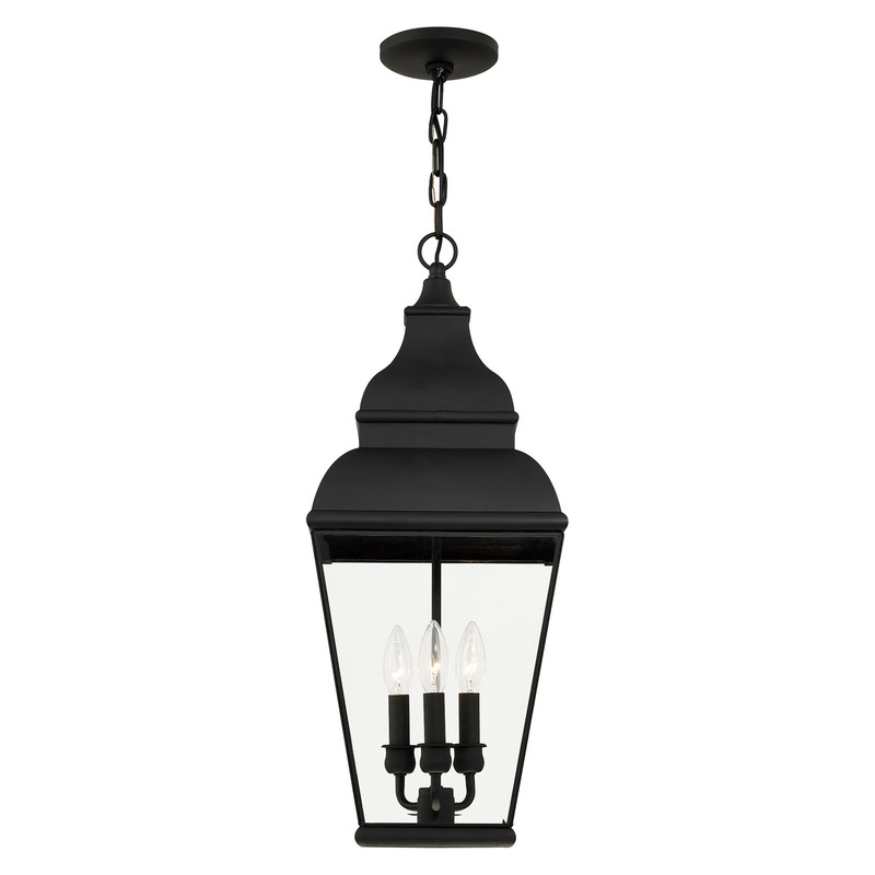 Beaumont Lane Contemporary Brass Outdoor Chain Lantern in Black