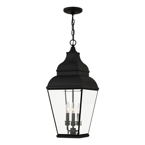 Beaumont Lane Contemporary Brass Outdoor Chain Lantern in Black