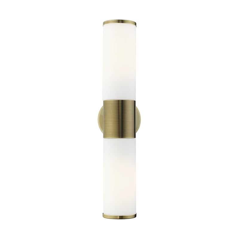 Beaumont Lane 2-Light Metal/Glass Vanity ADA Sconce in Antique Brass