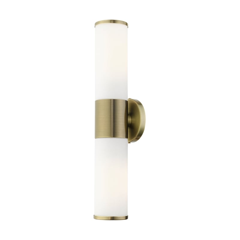 Beaumont Lane 2-Light Metal/Glass Vanity ADA Sconce in Antique Brass