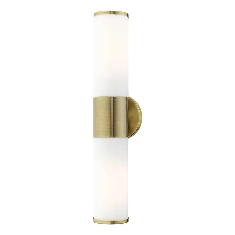 Beaumont Lane 2-Light Metal/Glass Vanity ADA Sconce in Antique Brass