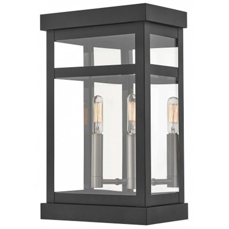Beaumont Lane Contemporary 2 Light Outdoor Wall Lantern in Black