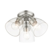 Beaumont Lane Transitional 3-Light Metal & Glass Flush Mount in Brushed Nickel