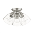 Beaumont Lane Transitional 3-Light Metal & Glass Flush Mount in Brushed Nickel