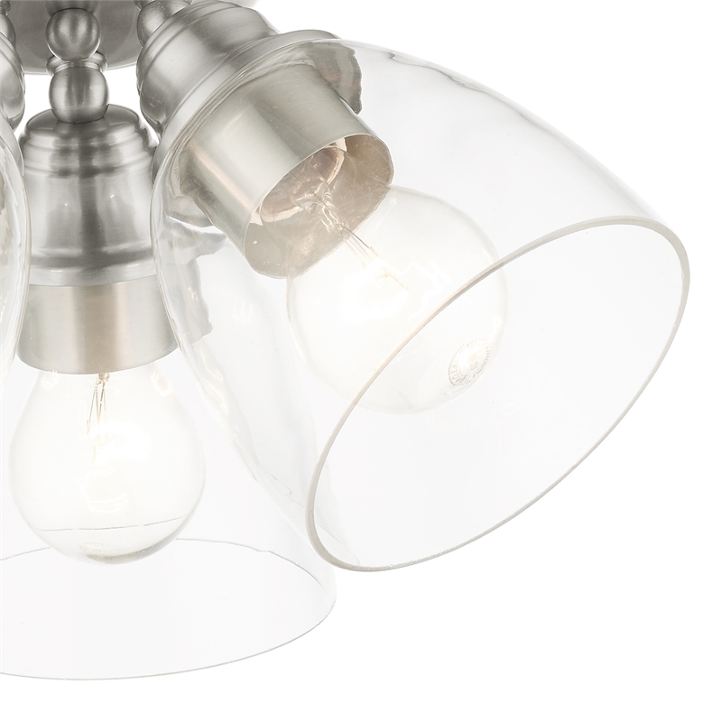 Beaumont Lane Transitional 3-Light Metal & Glass Flush Mount in Brushed Nickel
