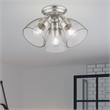 Beaumont Lane Transitional 3-Light Metal & Glass Flush Mount in Brushed Nickel