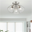 Beaumont Lane Transitional 3-Light Metal & Glass Flush Mount in Brushed Nickel