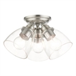 Beaumont Lane Transitional 3-Light Metal & Glass Flush Mount in Brushed Nickel