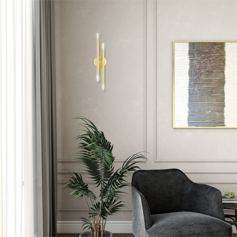 Beaumont Lane Modern 4-Light Metal ADA Wall Sconce in Satin Brass