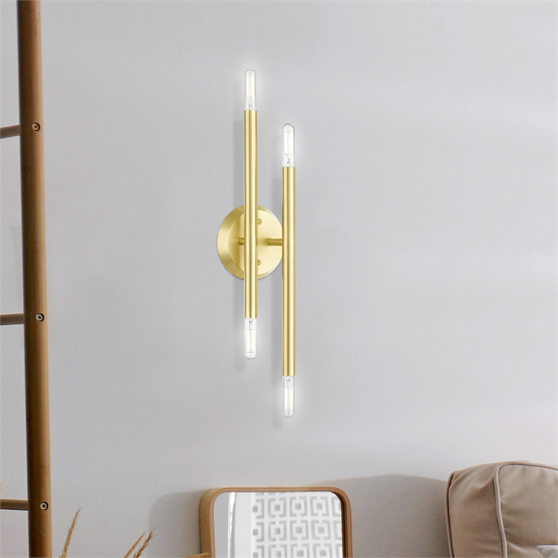 Beaumont Lane Modern 4-Light Metal ADA Wall Sconce in Satin Brass
