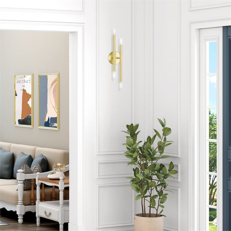 Beaumont Lane Modern 4-Light Metal ADA Wall Sconce in Satin Brass