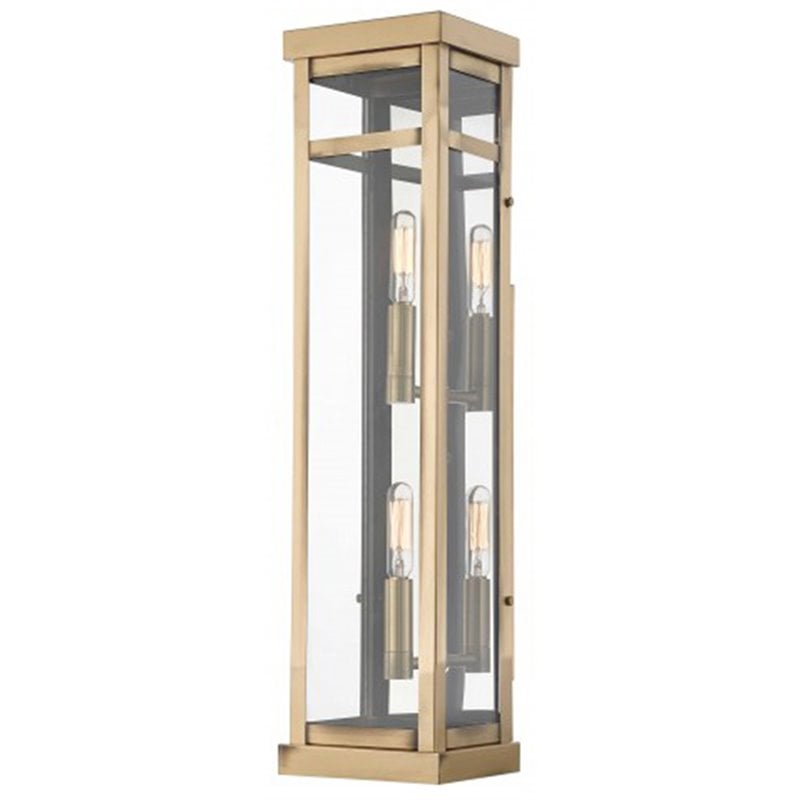Beaumont Lane Contemporary 2 Light Outdoor Wall Lantern in Antique Brass