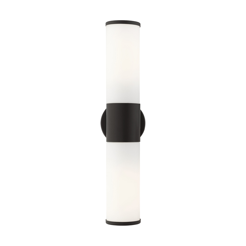 Beaumont Lane Contemporary 2-Light Metal/Glass Vanity ADA Sconce in Black