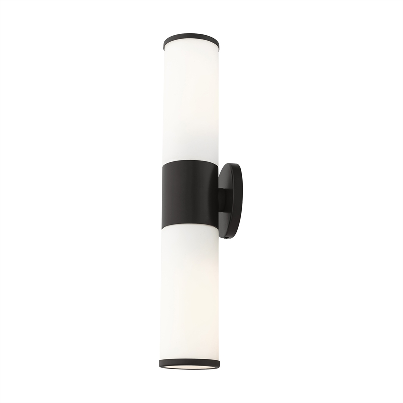 Beaumont Lane Contemporary 2-Light Metal/Glass Vanity ADA Sconce in Black
