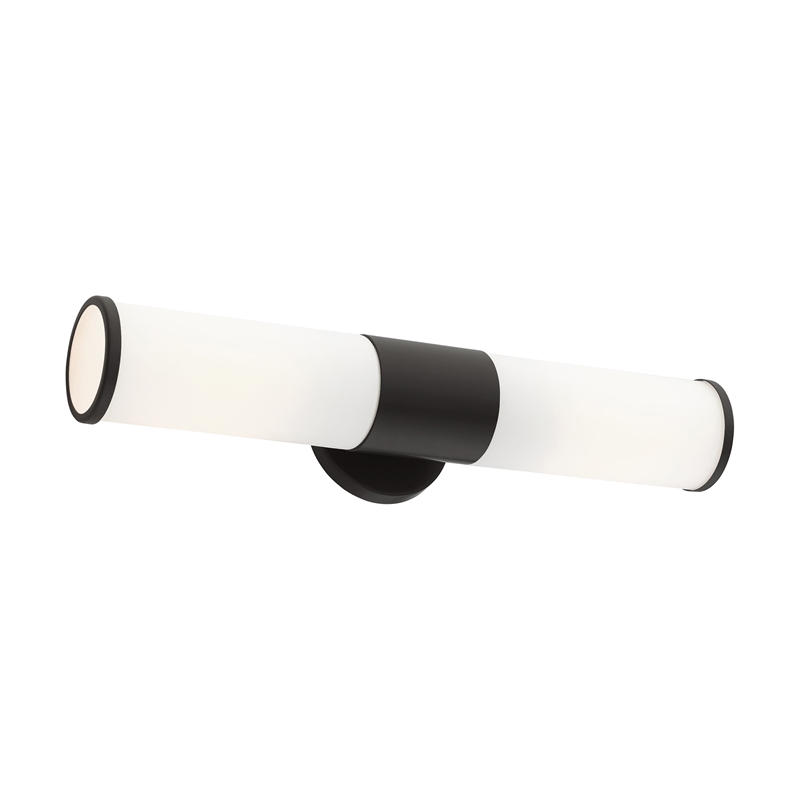 Beaumont Lane Contemporary 2-Light Metal/Glass Vanity ADA Sconce in Black