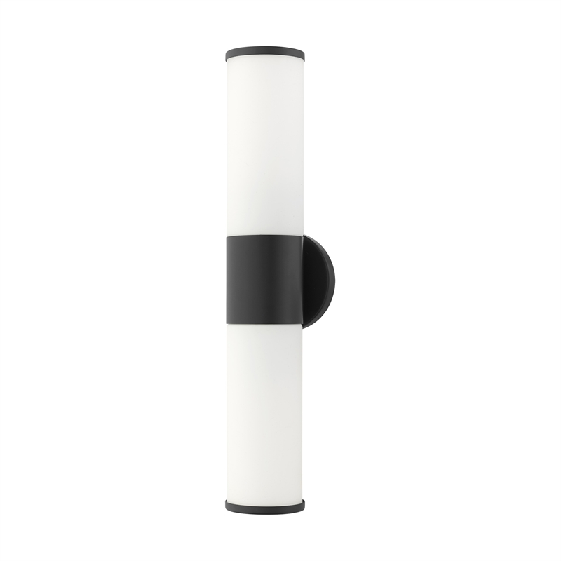 Beaumont Lane Contemporary 2-Light Metal/Glass Vanity ADA Sconce in Black