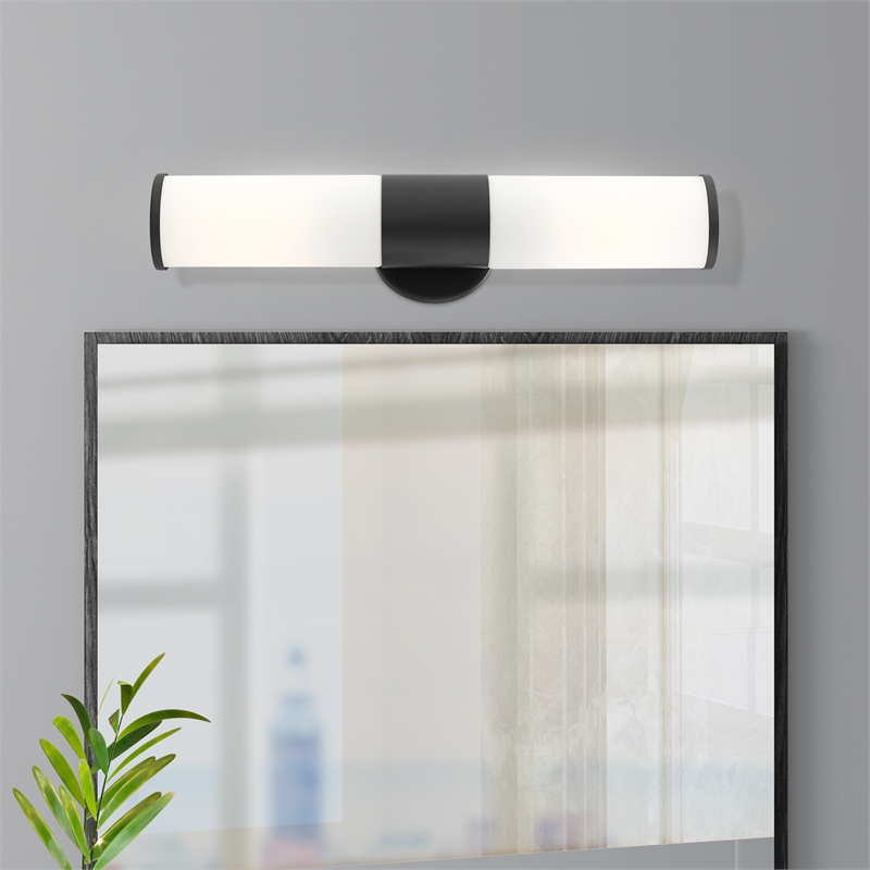 Beaumont Lane Contemporary 2-Light Metal/Glass Vanity ADA Sconce in Black