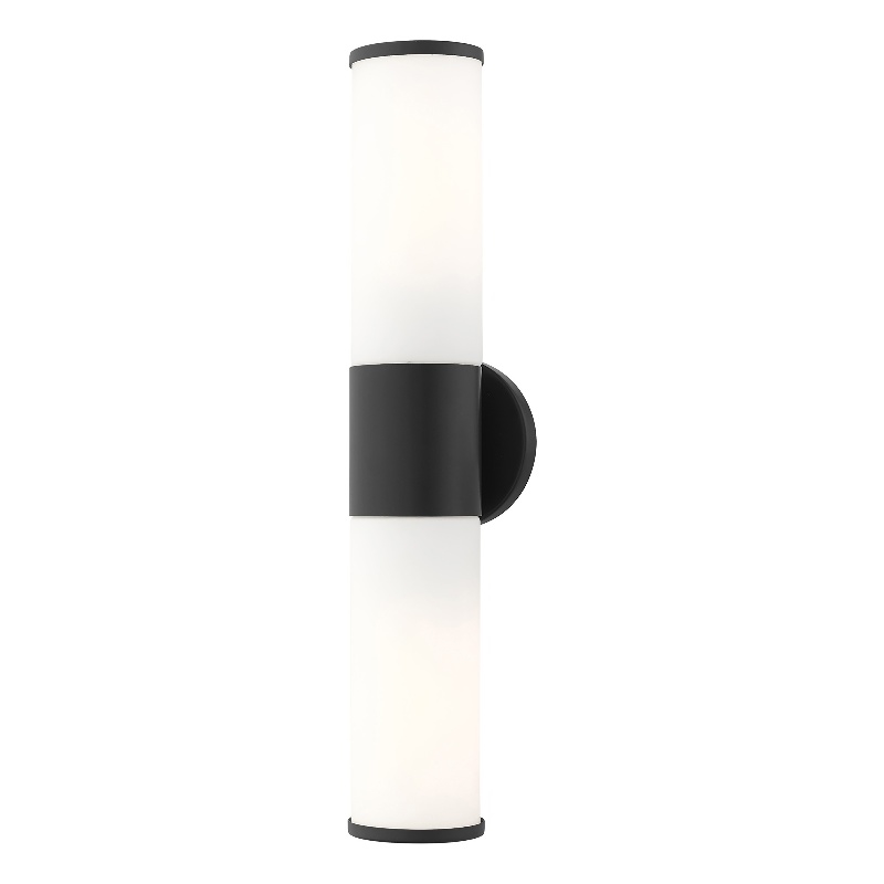 Beaumont Lane Contemporary 2-Light Metal/Glass Vanity ADA Sconce in Black