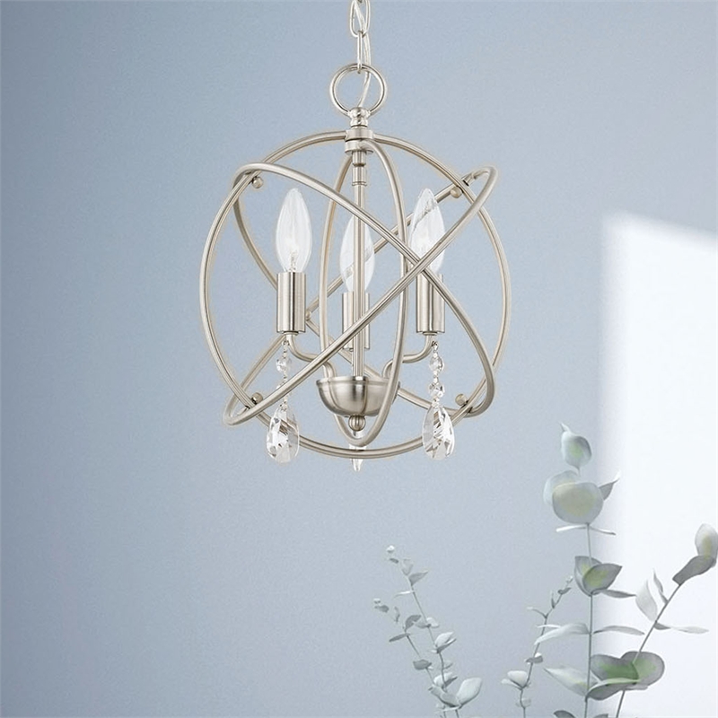 Beaumont Lane Transitional 3-Light Metal Chandelier in Brushed Nickel
