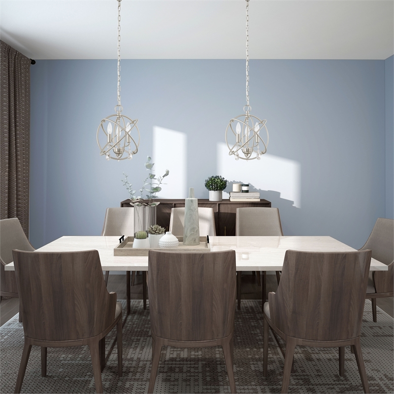Beaumont Lane Transitional 3-Light Metal Chandelier in Brushed Nickel