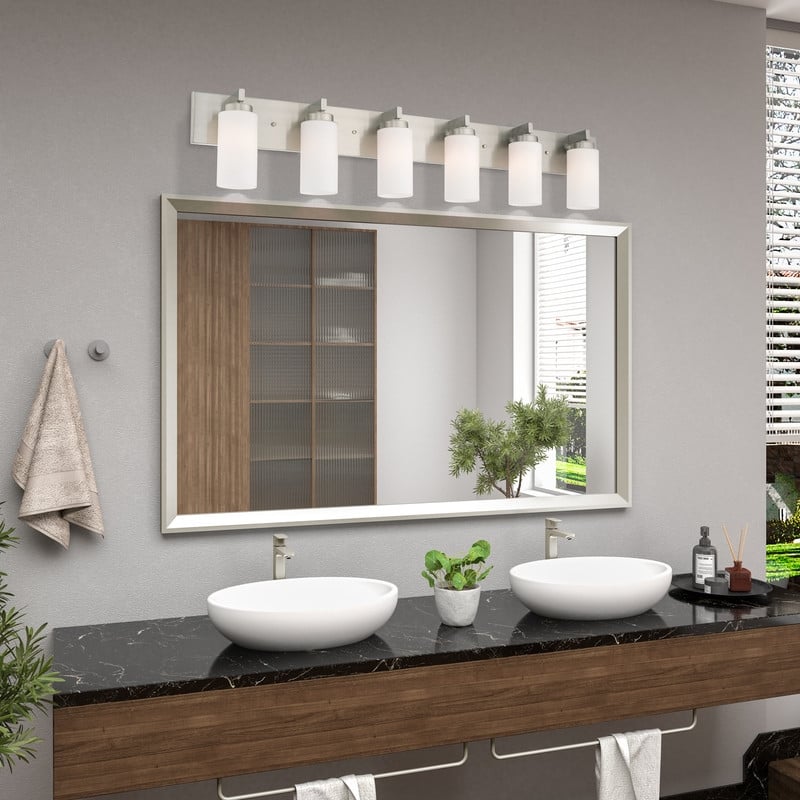 Beaumont Lane Contemporary Steel Bath Light in Brushed Nickel