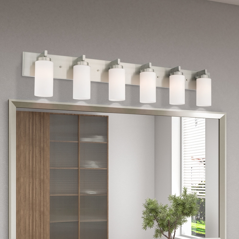 Beaumont Lane Contemporary Steel Bath Light in Brushed Nickel