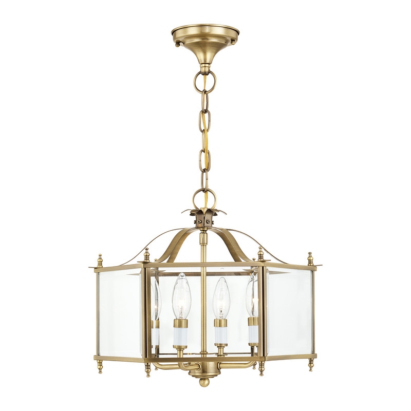 Beaumont Lane Contemporary 4 Light Antique Brass Chain Hang/Ceiling Mount