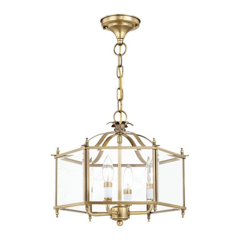 Beaumont Lane Contemporary 4 Light Antique Brass Chain Hang/Ceiling Mount