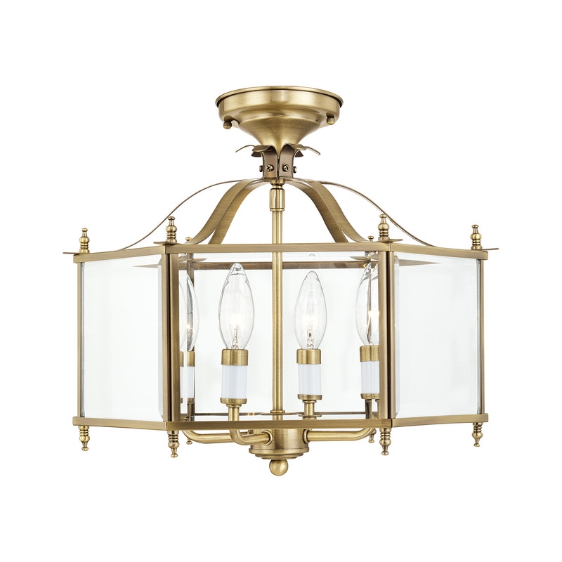 Beaumont Lane Contemporary 4 Light Antique Brass Chain Hang/Ceiling Mount