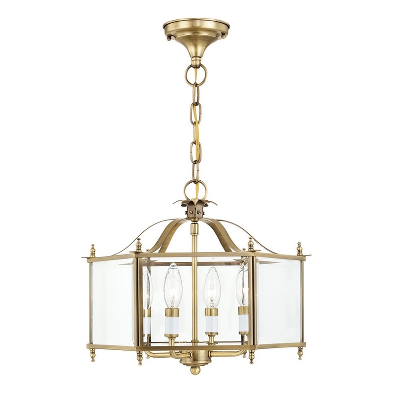 Beaumont Lane Contemporary 4 Light Antique Brass Chain Hang/Ceiling Mount