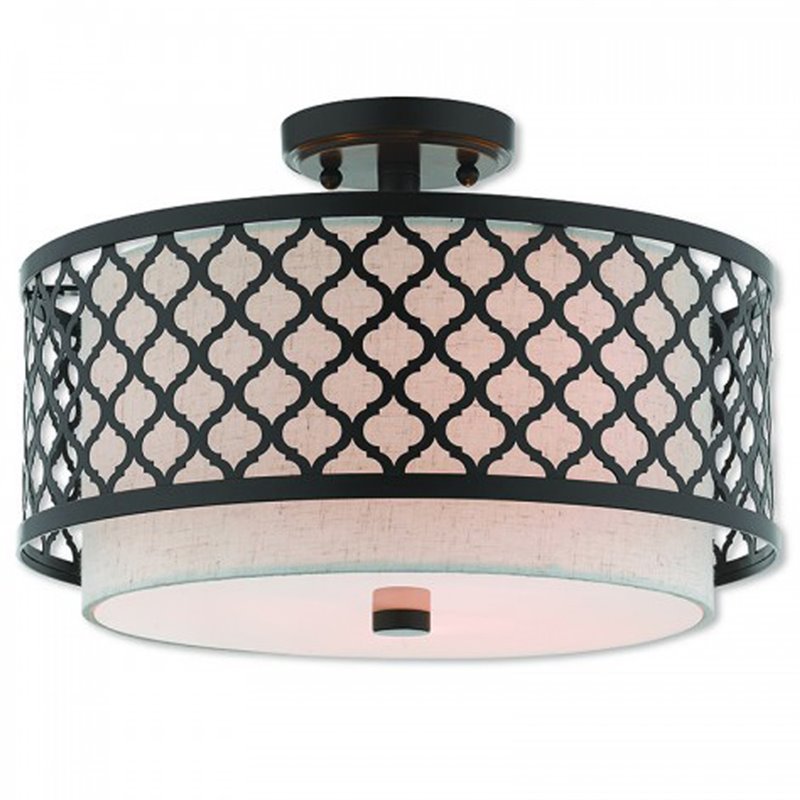 Beaumont Lane Contemporary 3 Light Semi Flush Mount in English Bronze