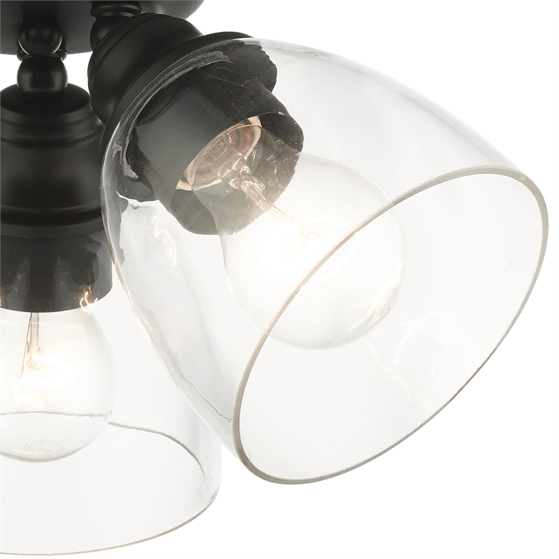 Beaumont Lane Transitional 3-Light Metal & Glass Flush Mount in Black