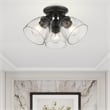 Beaumont Lane Transitional 3-Light Metal & Glass Flush Mount in Black
