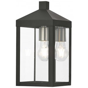 Beaumont Lane 13&quot 1-Light Brass & Fabric Outdoor Wall Lantern in Black