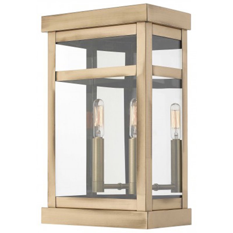 Beaumont Lane Contemporary 2 Light Outdoor Wall Lantern in Antique Brass