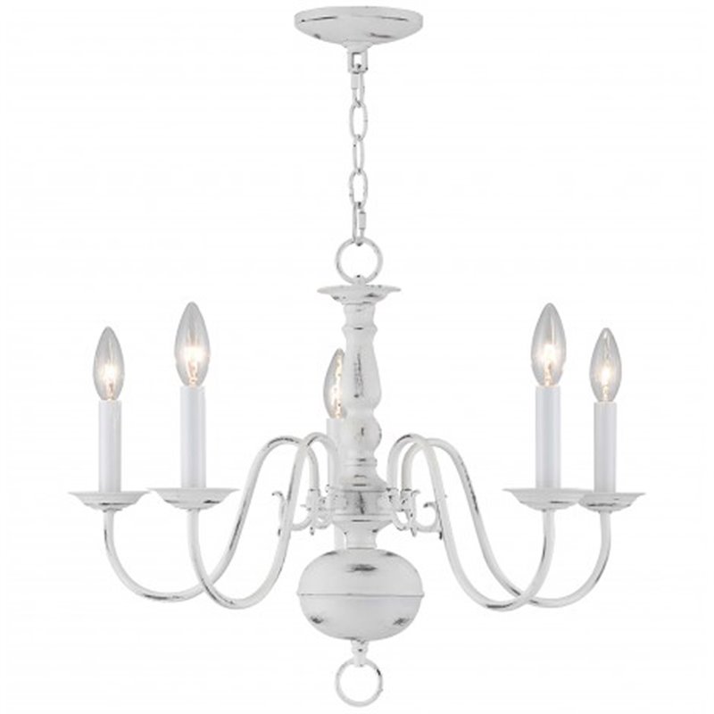Beaumont Lane Contemporary 5 Light Chandelier in Antique White