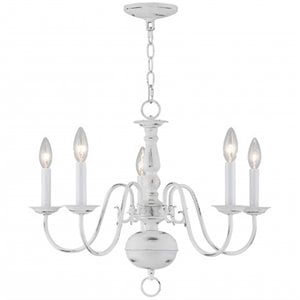 Beaumont Lane Contemporary 5 Light Chandelier in Antique White