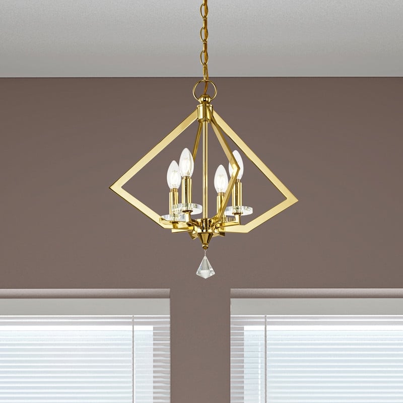 Beaumont Lane Contemporary 4 Light Chandelier in Polished Brass