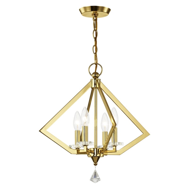Beaumont Lane Contemporary 4 Light Chandelier in Polished Brass