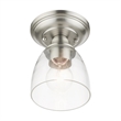 Beaumont Lane Transitional 1-Light Metal & Glass Flush Mount in Brushed Nickel