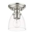 Beaumont Lane Transitional 1-Light Metal & Glass Flush Mount in Brushed Nickel