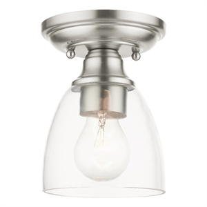 Beaumont Lane Transitional 1-Light Metal & Glass Flush Mount in Brushed Nickel