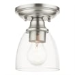 Beaumont Lane Transitional 1-Light Metal & Glass Flush Mount in Brushed Nickel