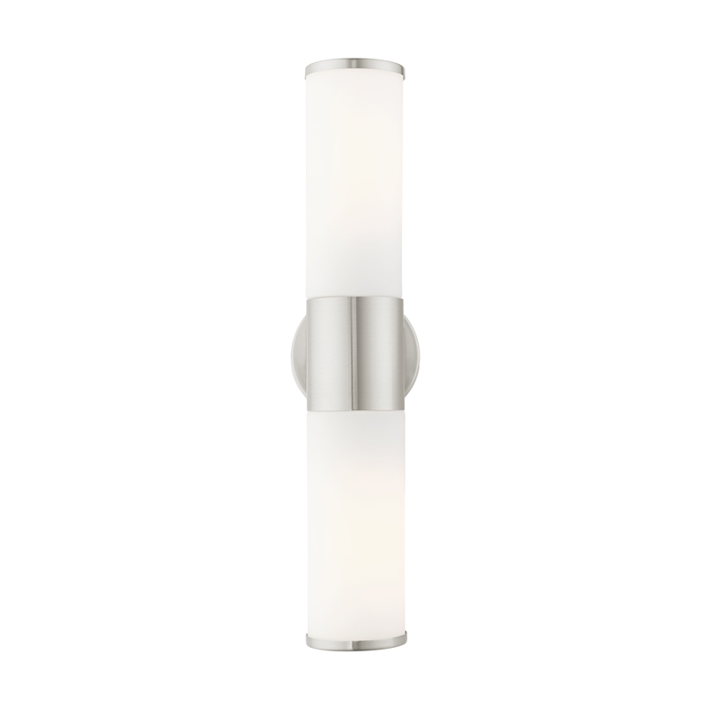 Beaumont Lane 2-Light Metal/Glass Vanity ADA Sconce in Brushed Nickel